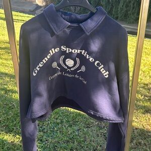 Bershka Navy Blue Cropped Jacket